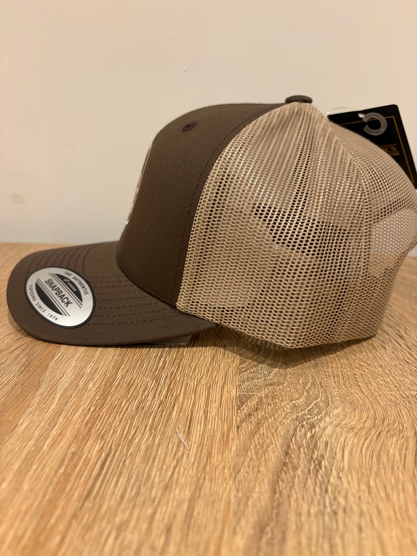 SADDLEBORN Cattle Brand Trucker Cap - Brown/Khaki