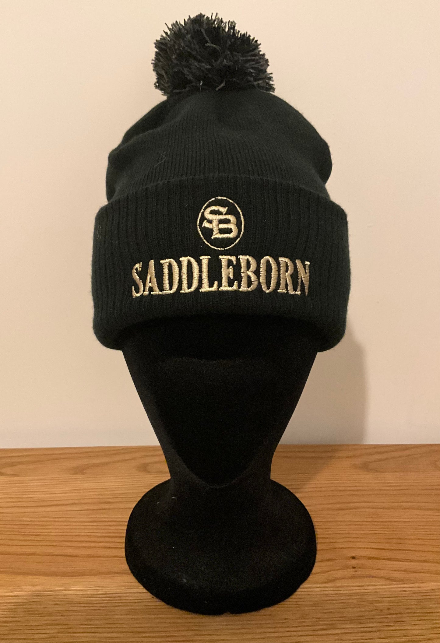 SADDLEBORN Pom Pom Beanie Hat - Black