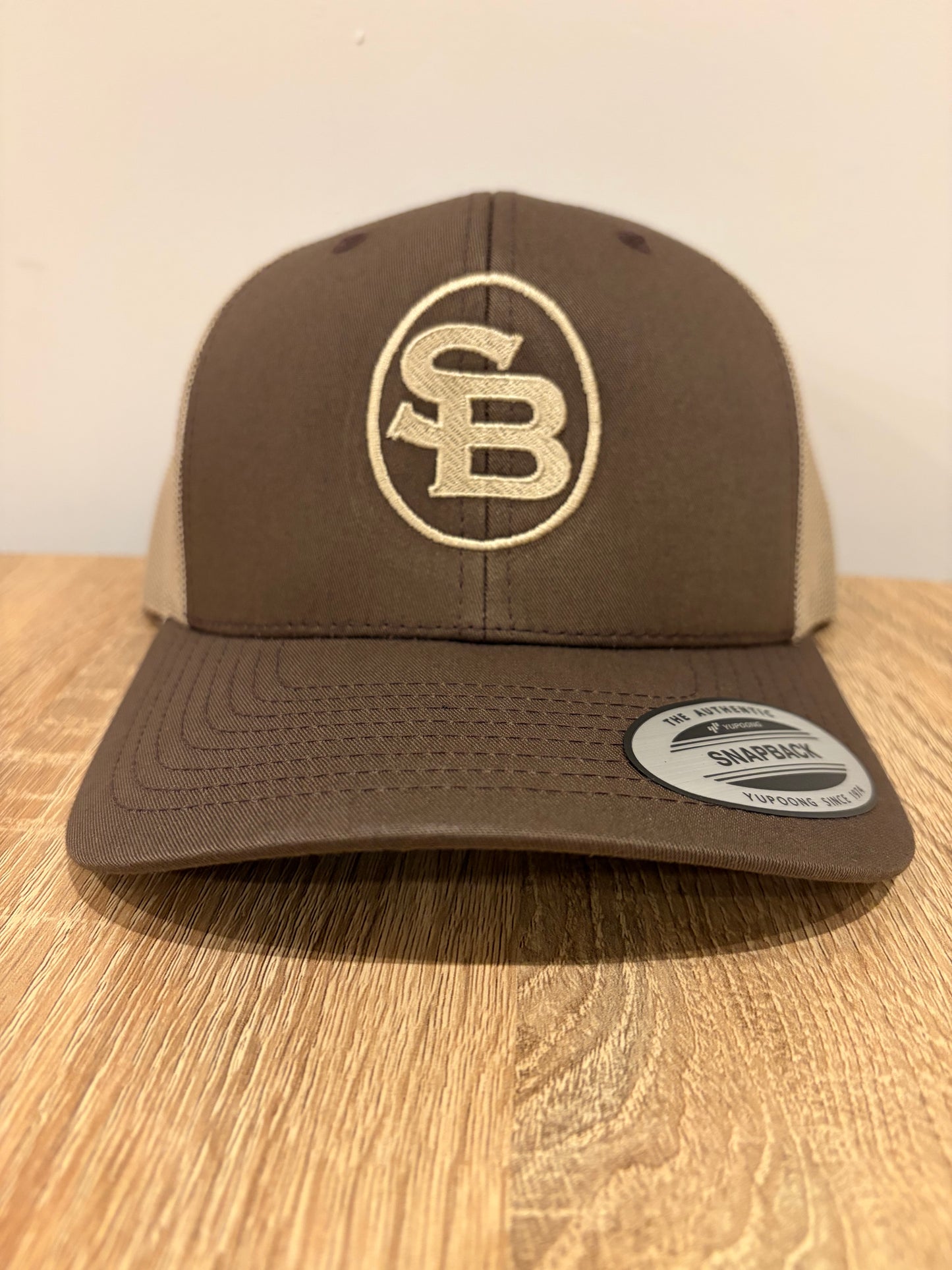 SADDLEBORN Cattle Brand Trucker Cap - Brown/Khaki