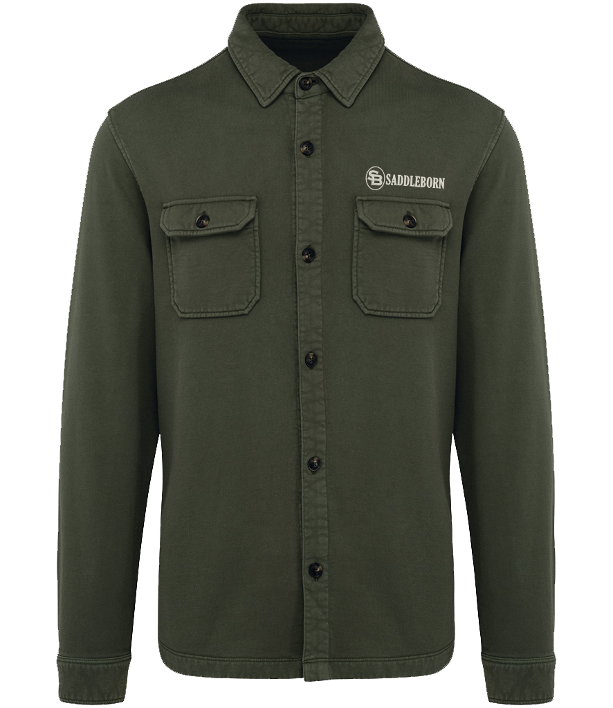 SADDLEBORN Faded Brushed Fleece Overshirt - Washed Khaki
