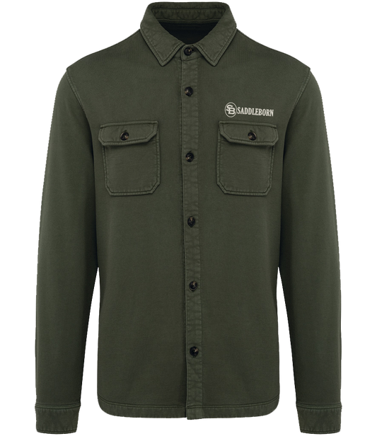 SADDLEBORN Faded Brushed Fleece Overshirt - Washed Khaki