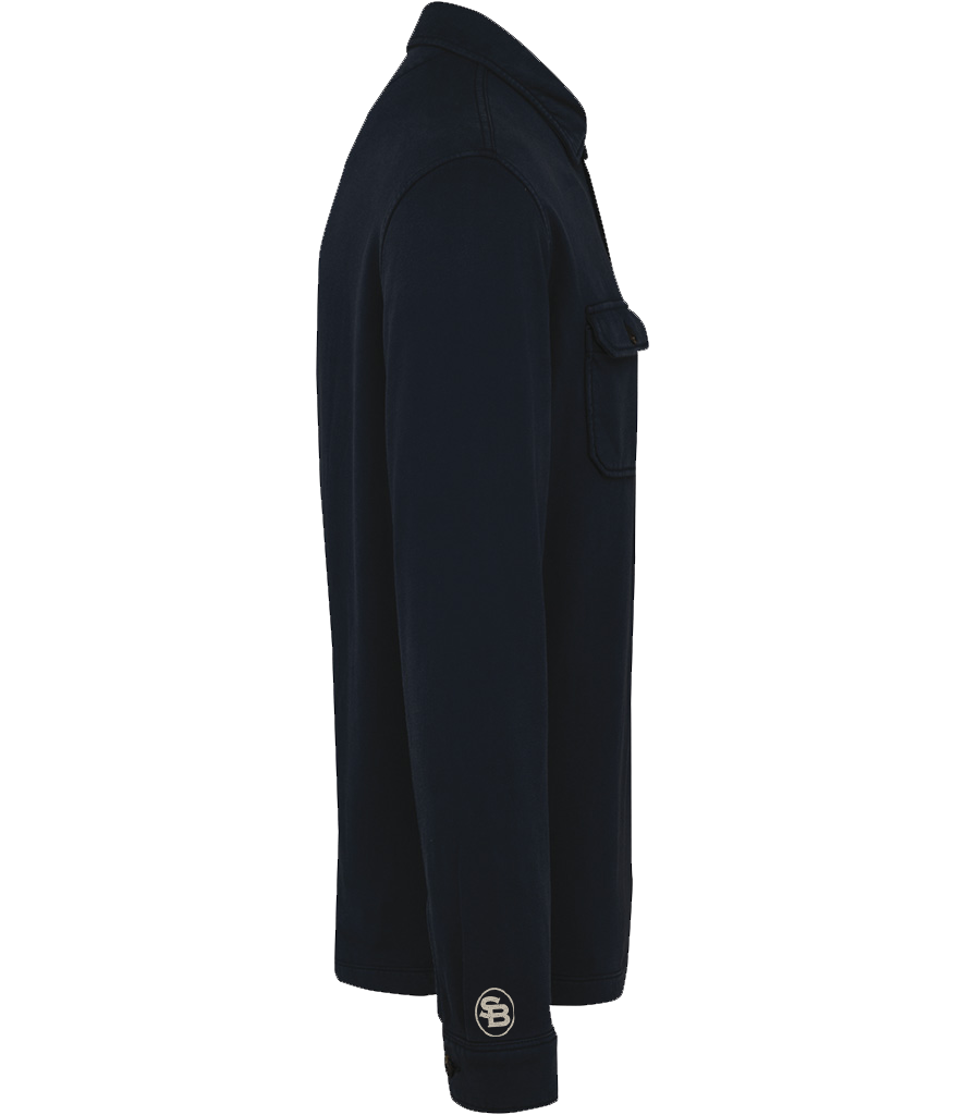 SADDLEBORN Faded Brushed Fleece Overshirt - Navy