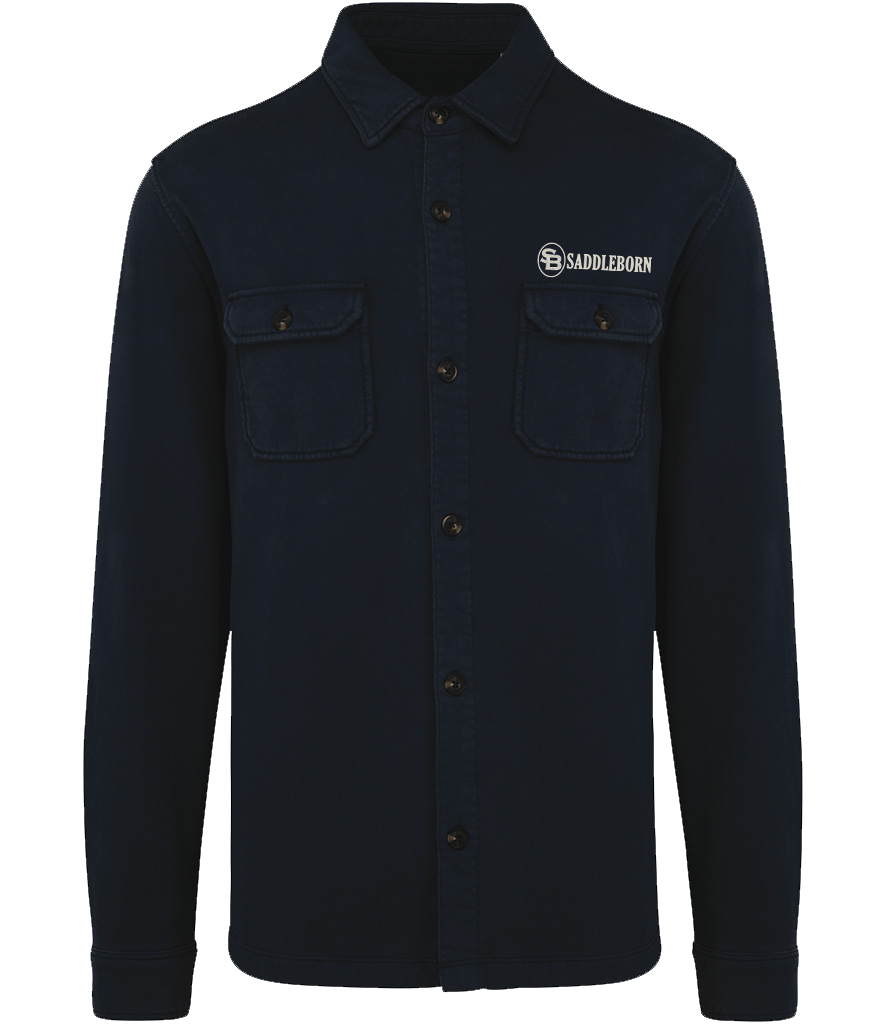 SADDLEBORN Faded Brushed Fleece Overshirt - Navy