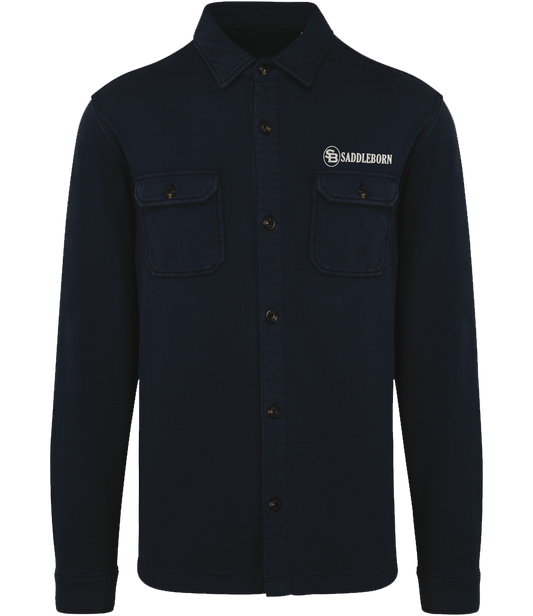 SADDLEBORN Faded Brushed Fleece Overshirt - Navy