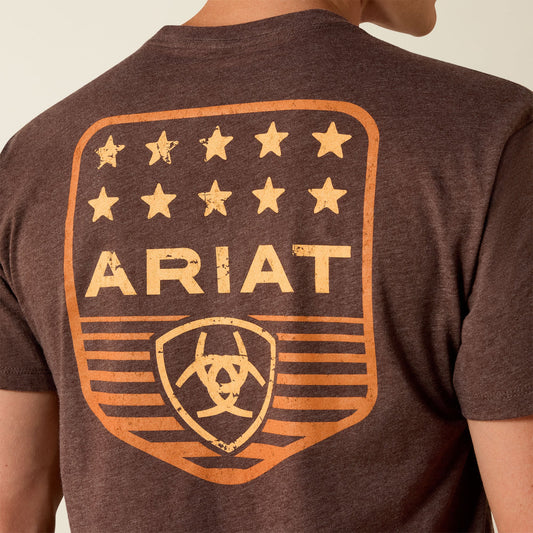 Ariat Stripe Patriotic Badge T-Shirt - Brown