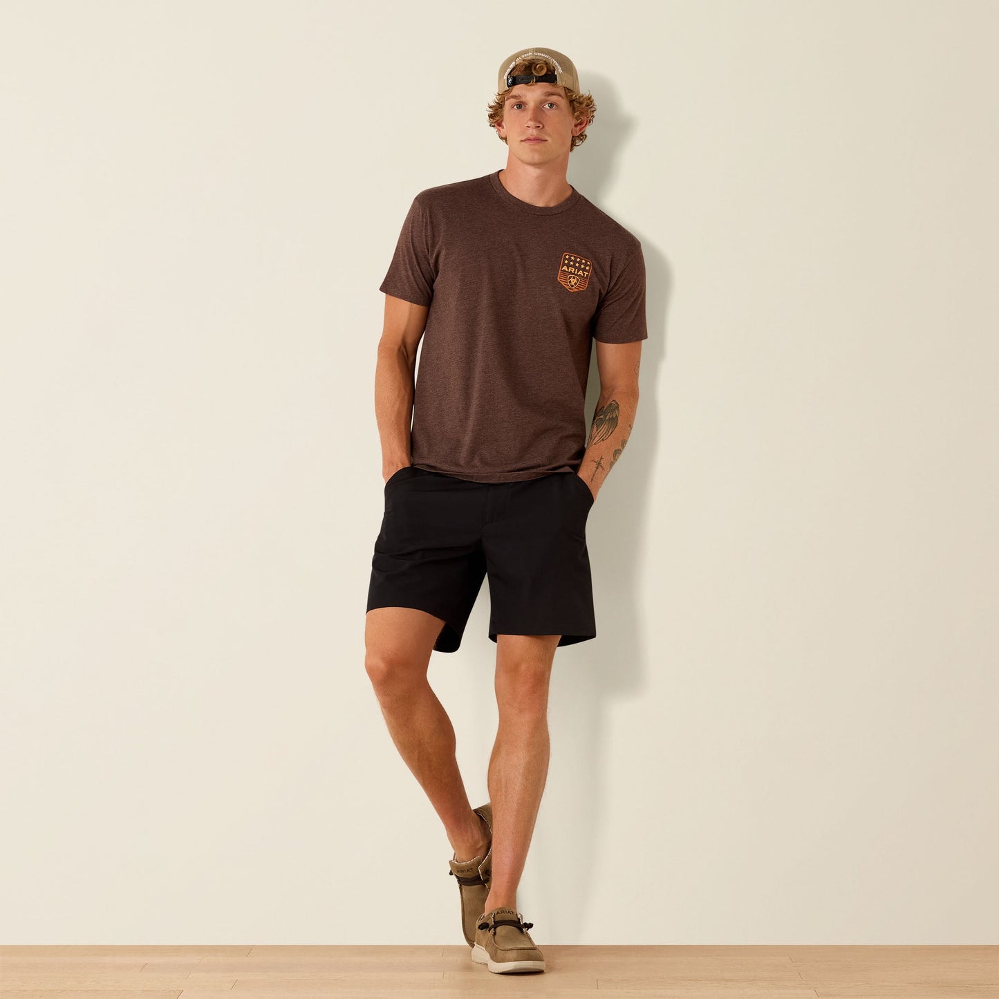 Ariat Stripe Patriotic Badge T-Shirt - Brown