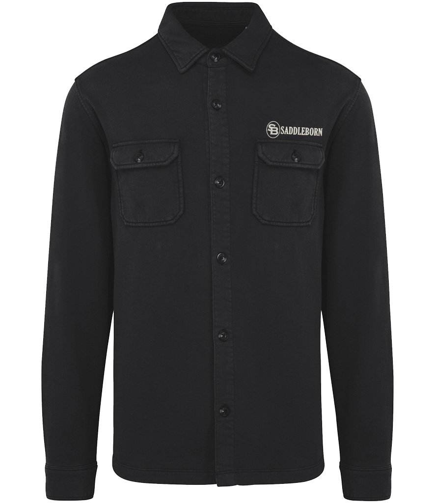 SADDLEBORN Faded Brushed Fleece Overshirt - Washed Black