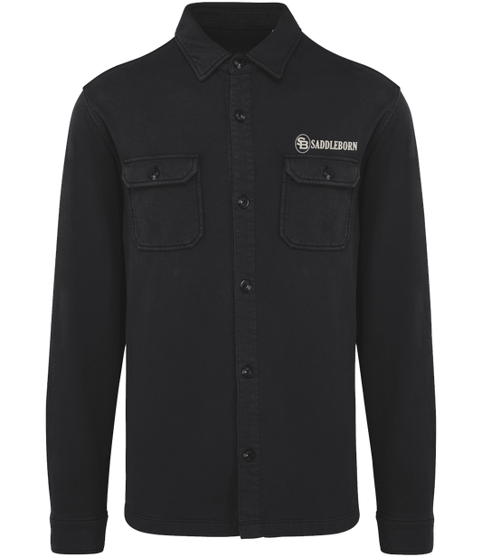 SADDLEBORN Faded Brushed Fleece Overshirt - Washed Black